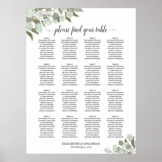 16 Tableau Mariage des Eucalyptus Sprigs (Devant)