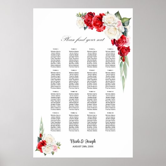 16 Tableau Rouge Rose Rose Floral Graphique (Devant)
