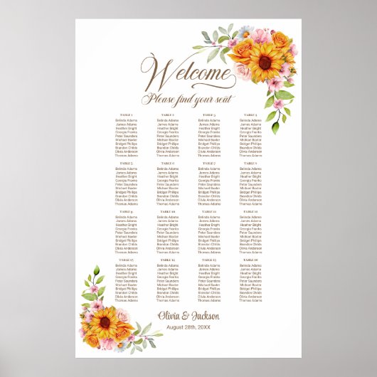 16 Tableau Tableau Mariage floral rose jaune (Devant)
