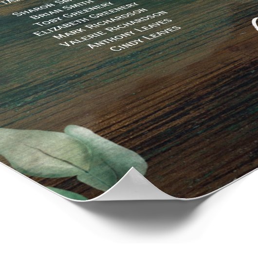 16 Tafel Rustic Wood Greenery Eucalyptus SEATING Poster (Hoek)