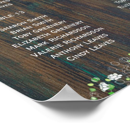16 Tafel Rustisch Hout Gypsophila SITTING CHART Sc Poster (Hoek)