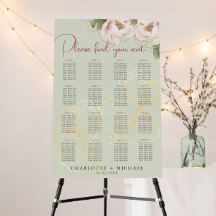 16 Tafel Salie & Blush Bloemen Trouwstoel Zitting Poster