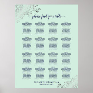 16 Tafel - Tafel - Groen en marinevrouw - Zitkuur Poster