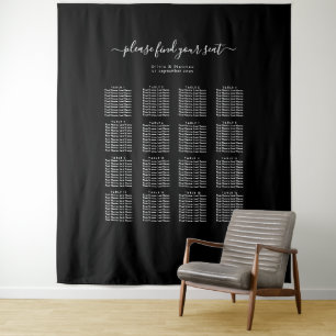 16 Tafel Trouwzaal Stoelenkaart Luxe Modern Zwart Wandkleed