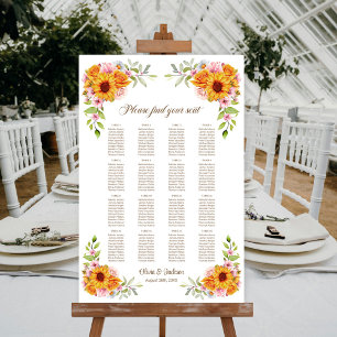16 tafel zonnebloem trouw zitplaatskaart poster