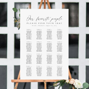 16 Tafels Stoelenkaart van Onze Lievelingsmensen Poster