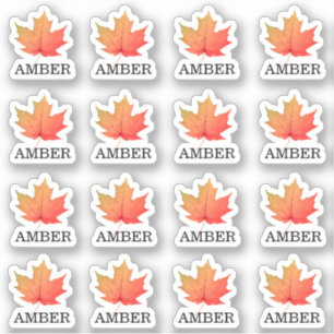 16 Waterbestendige Amber Maple Leaf Grading Labels