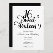 16 Witte en zwarte verjaardag Kaart (Voorkant / Achterkant)