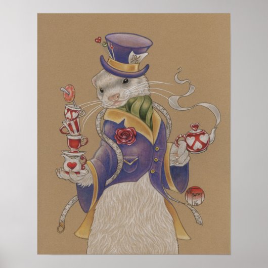 16 x 20 inch, Mad Hatter Ferret Poster (Matte) (Voorkant)