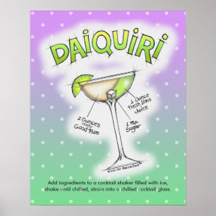 16" x 20" POSTER - DAIQUIRI RECEPT COCKTAIL KUNST