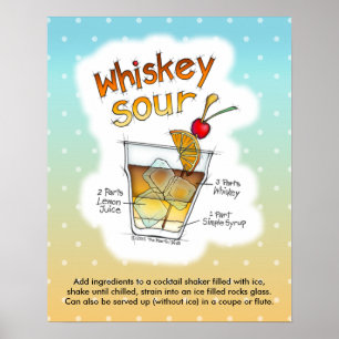 16" x 20" POSTER, WHISKEY SOUR RECEPT COCKTAIL KUN Poster