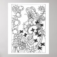 16 "x 20" Vlinder met fantasie bloemen kleuren