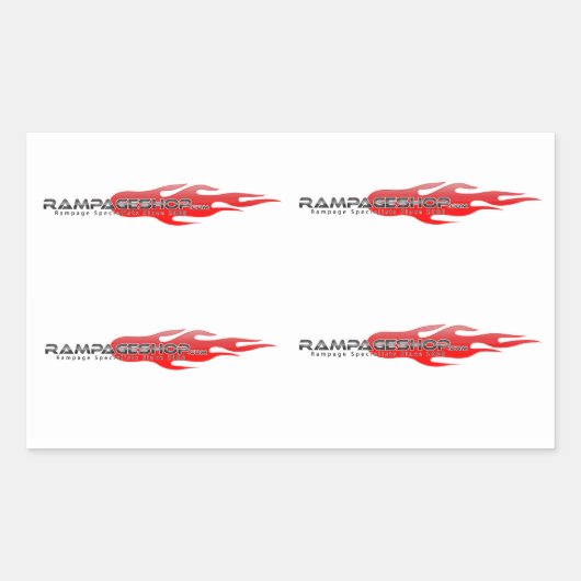 16 x Decal / Sticker Sheet - RampageShop Logo (Voorkant)