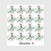 16 x Kerstmis Snowman Green Red, 3D effect, K-cut Sticker (Vel)