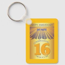 16 Year Sober Anniversary | Golden Ray 12 Step Sleutelhanger