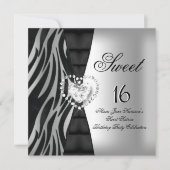 16 zestienjarige Zebra Black Silver Kaart (Voorkant)