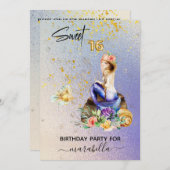 *~* 16 ZOETE ZESTIEN Ombre Blauwe Zeemeermin Verja Kaart (Voorkant / Achterkant)