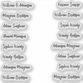 16 zwarte namen | Elegant kalligrafiescript Sticker (Voorkant)