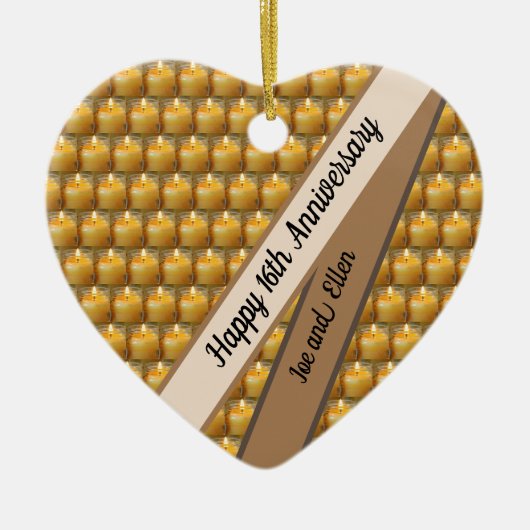 16de Jubileum van de bruiloft, Wax Keepomwille Hea Keramisch Ornament (Voorkant)