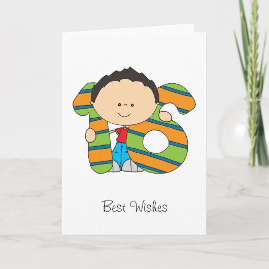 16de Verjaardag - de kaart van Groeten - Jongen (Voorkant)