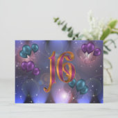 16e anniversaire de fête Invitation ballons (Debout devant)