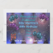 16e anniversaire de fête Invitation ballons (Dos)