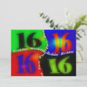 16e anniversaire de fête INVITATIONS - Abstrait (Debout devant)