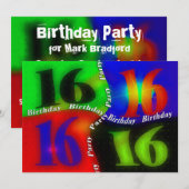 16e anniversaire de fête INVITATIONS - Abstrait (Devant / Derrière)