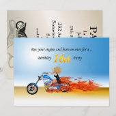 16e anniversaire Flaming Moto party invitation (Devant / Derrière)