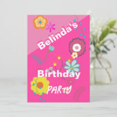 16e anniversaire Floral Flower Pink Invitation (Debout devant)