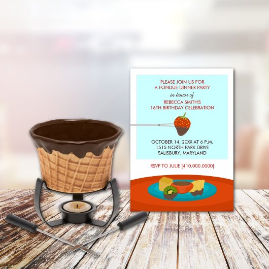 16e anniversaire Fondue Diner fêtes Invitations