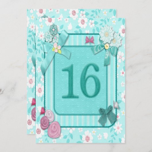 16e anniversaire invitation (Devant / Derrière)