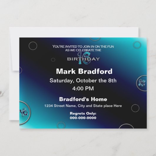 16e ANNIVERSAIRE INVITATION - BLUES ABSTRAITES (Dos)
