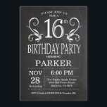 16e anniversaire Invitation Chalkboard Floral<br><div class="desc">16e Invitation Anniversaire Chalkboard Arrière - plan Floral. 13e 15e 16e 18e 20e 21e 30e 40e 50e 60e 70e 80e 90e 100e, n'importe quel âge. Anniversaire adulte. Fête d'anniversaire de femme ou d'homme. Pour plus de personnalisation, cliquez sur le bouton "Customiser" et utilisez notre outil de conception pour modifier ce...</div>