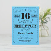16e anniversaire Invitation Noir et Bleu (Debout devant)