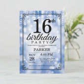 16e anniversaire Invitation Parties scintillant bl (Debout devant)