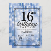16e anniversaire Invitation Parties scintillant bl (Devant / Derrière)