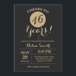 16e anniversaire Invitation Parties scintillant no<br><div class="desc">16e Invitation d'anniversaire Carte de Parties scintillant noir et or.
Pour plus de personnalisation,  cliquez sur le bouton "Customiser" et utilisez notre outil de conception pour modifier ce modèle.</div>