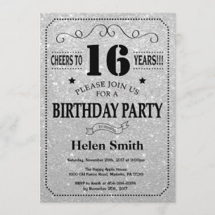 16e anniversaire Invitation Parties scintillant no