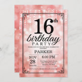 16e anniversaire Invitation Parties scintillant ro (Devant / Derrière)