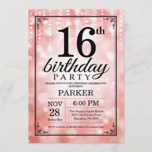 16e anniversaire Invitation Parties scintillant ro