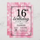 16e anniversaire Invitation Parties scintillant ro (Devant / Derrière)