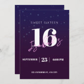 16e anniversaire Invitation pour fille Digital Swe (Devant / Derrière)