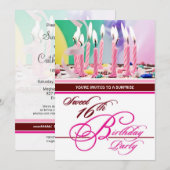 16e anniversaire Invitations de la fête surprise (Devant / Derrière)