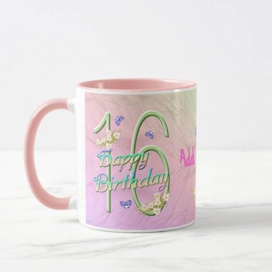 16e anniversaire papillon de jardin Mug (Gauche)