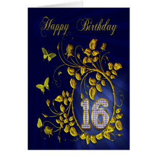 16e anniversaire papillons dorés