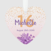 16e anniversaire rose d'or confetti fleurs pourpre (devant)