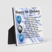 16e anniversaire Son Poem Plaque (Recto)