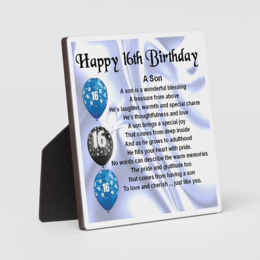 16e anniversaire Son Poem Plaque (Recto)