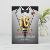 16e anniversaire Sweet 16 Tuxedo Invitation (Debout devant)